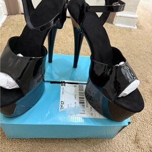 Black Patent Platform High Heel Sandals - Women's